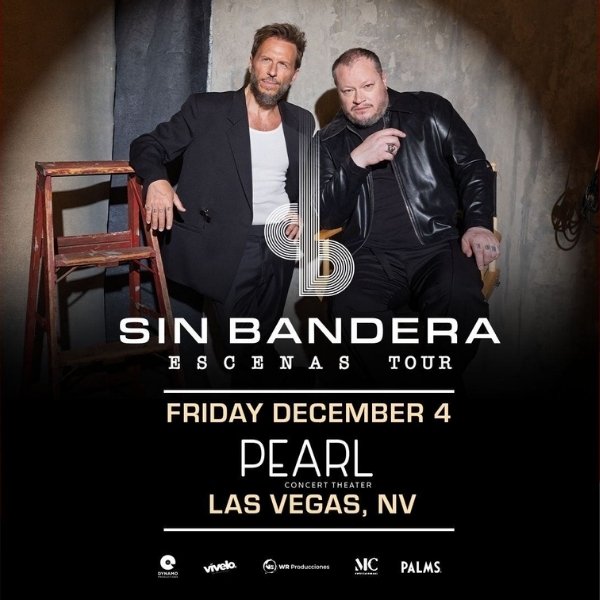 Latin pop duo Sin Bandera performing their romantic Spanish-language music at Pearl Concert Theater in Las Vegas.