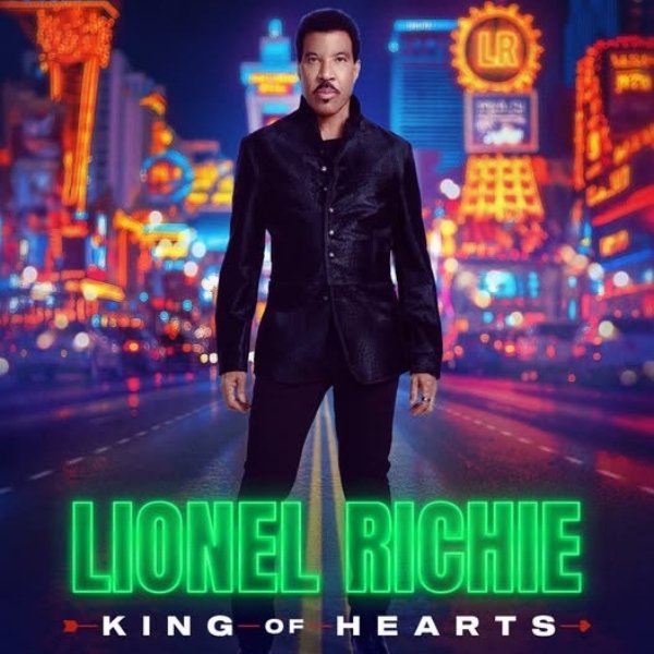 Lionel Richie standing on the Las Vegas Strip in promotional artwork for his King of Hearts residency.