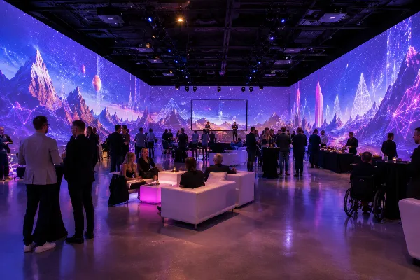 Guests attend an immersive private event inside The Portal at AREA15 in Las Vegas.