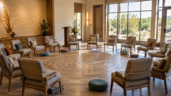 Welcoming Las Vegas spiritual community room prepared for meditation and reflection
