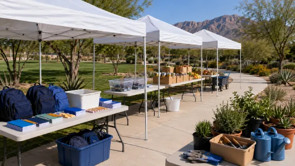Outdoor community-service project representing Rotary, Lions, and Kiwanis clubs in Las Vegas