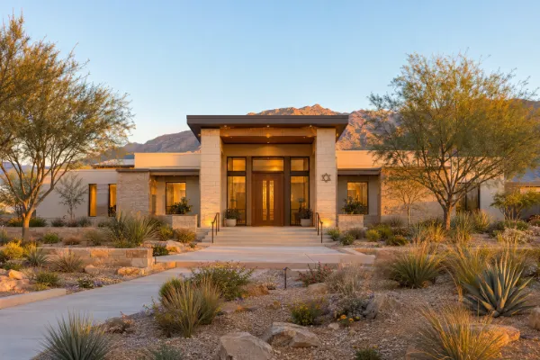 Contemporary synagogue representing Jewish temples and congregations in Las Vegas