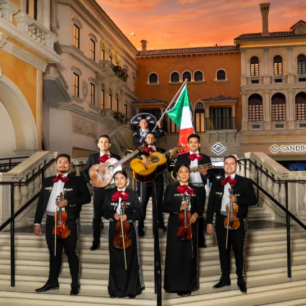 Mariachi musicians and folkloric dancers celebrate Mexican Independence Day at Grand Canal Shoppes in Las Vegas.