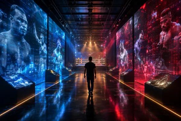 Interactive room inside the Iron Mike Legacy immersive experience in Las Vegas
