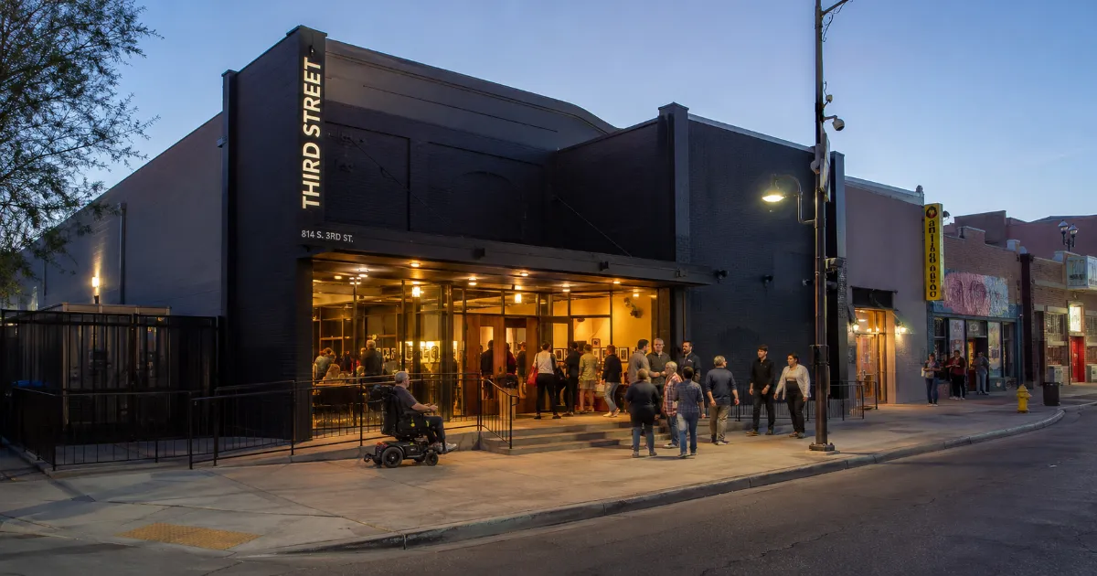 The entrance to THIRD Street, a multidisciplinary arts and media venue in Downtown Las Vegas.
