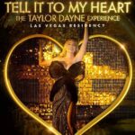 Taylor Dayne inside a glowing gold heart for the Tell It to My Heart Las Vegas residency