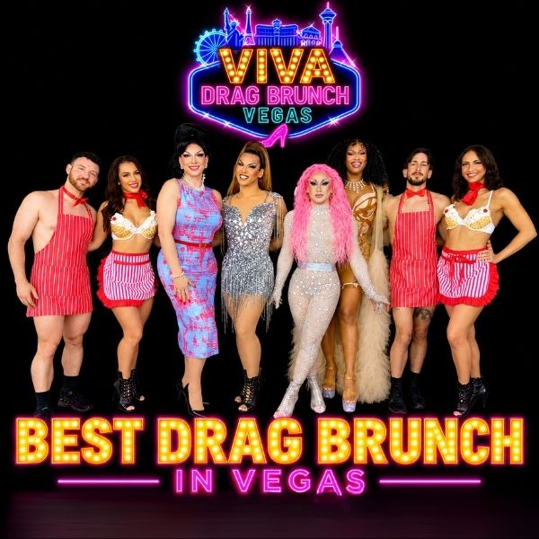 Viva Drag Brunch Vegas cast performing at Bizarre Bar in the Las Vegas Arts District