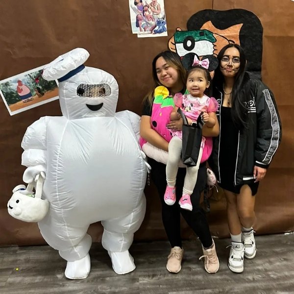 Families celebrating at the Moapa Valley Halloween Party in Logandale