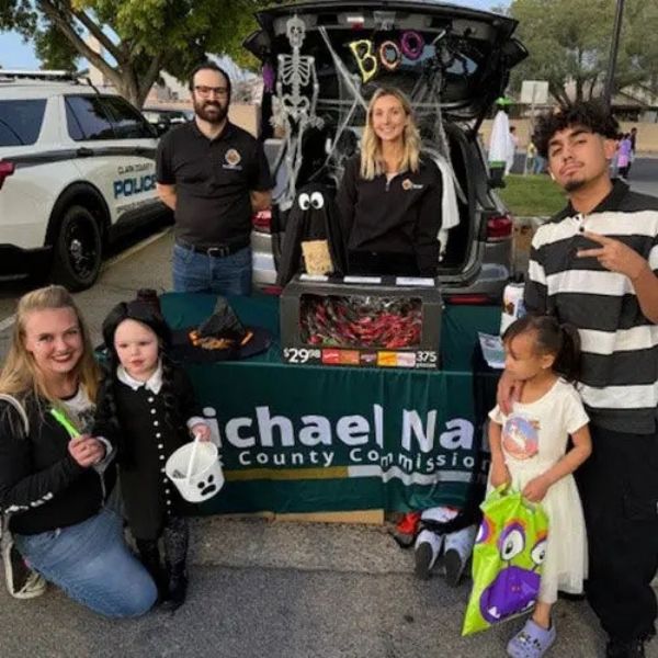 Families enjoying the Helen Meyer and Commissioner Naft Trunk or Treat in Las Vegas