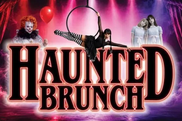 Haunted Brunch Las Vegas show graphic featuring an aerial performer above the show title