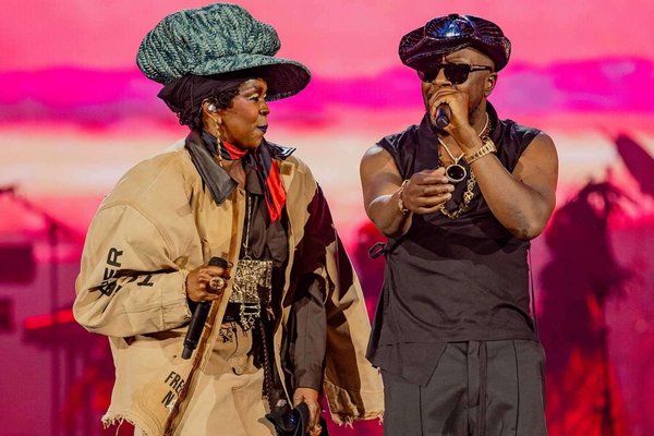 Ms. Lauryn Hill and Wyclef Jean celebrating the 30th anniversary of The Score at Resorts World Theatre in Las Vegas.