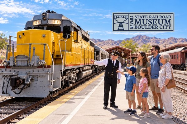 Historic passenger train at the Nevada State Railroad Museum in Boulder City, Nevada.