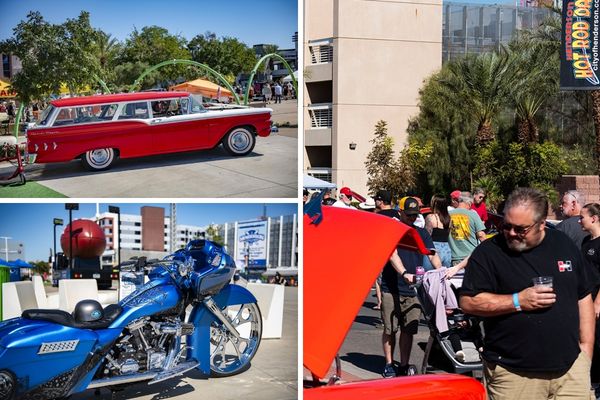 Classic cars displayed along Water Street during Henderson Hot Rod Days