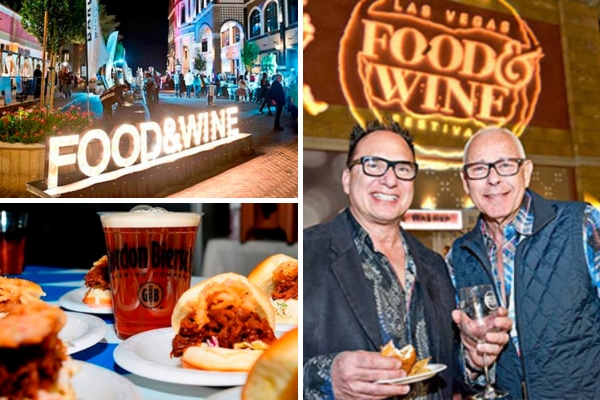 Guests sampling chef-prepared cuisine at the Las Vegas Food and Wine Festival
