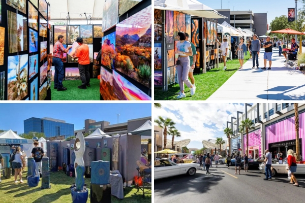 Colorful original artwork displayed by juried artists at Downtown Summerlin