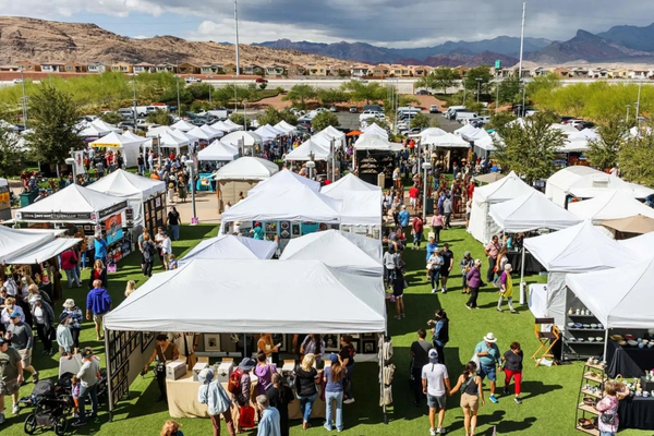 Visitors browsing fine art exhibits at the Summerlin Festival of Arts