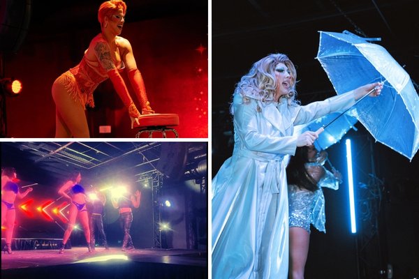 Drag performers and dancers in the Viva Drag Brunch Vegas show