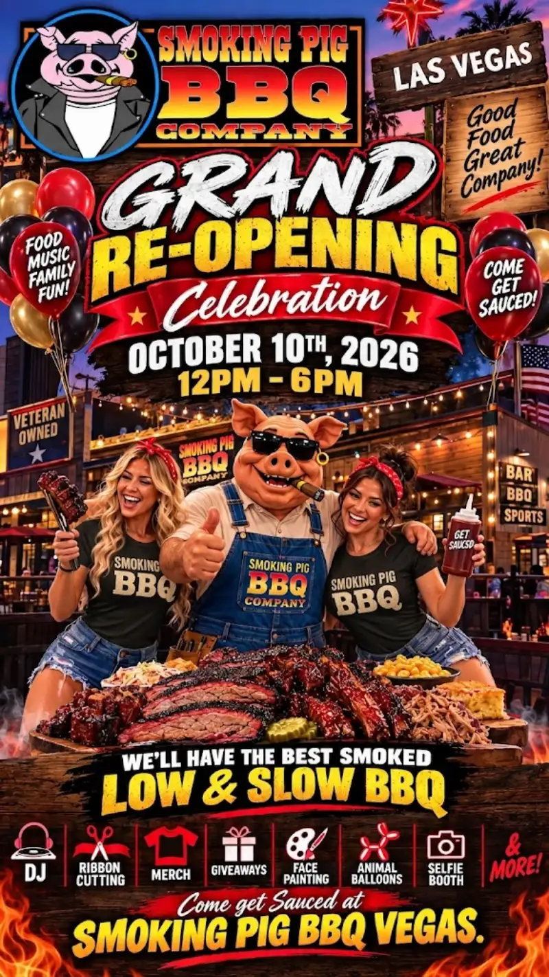 Smoking Pig BBQ Grand Re-Opening celebration in Las Vegas on October 10, 2026