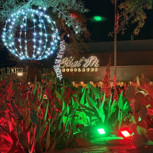 More than one million holiday lights illuminating the Ethel M Chocolates Cactus Garden in Henderson