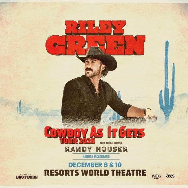 Country singer Riley Green performing during the Cowboy As It Gets Tour at Resorts World Las Vegas