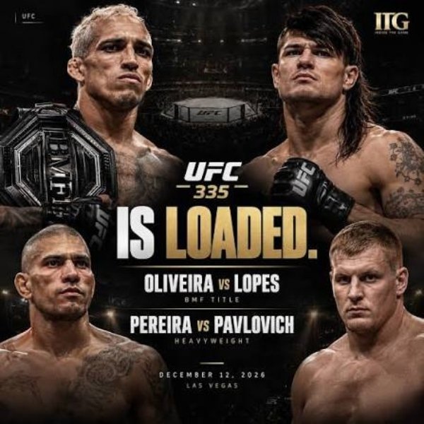 UFC 335 Oliveira vs Lopes and Pereira vs Pavlovich fight poster for Las Vegas