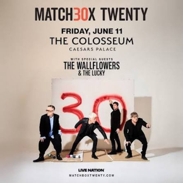 Matchbox Twenty 30th Anniversary Tour poster for June 11 at The Colosseum at Caesars Palace, featuring the band with special guests The Wallflowers and The Lucky.