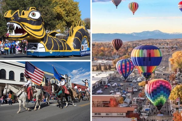 Nevada Day Parade with floats, marching bands, and spectators in downtown Carson City