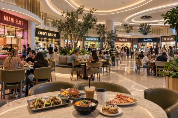Promenade Food Hall at Fontainebleau Las Vegas with modern food counters and communal dining